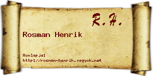 Rosman Henrik névjegykártya